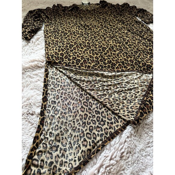 Slinky Brand Women Animal Print Blouse Tunic Top L Side Slit Asymmetric Hem Boho - Picture 3 of 4